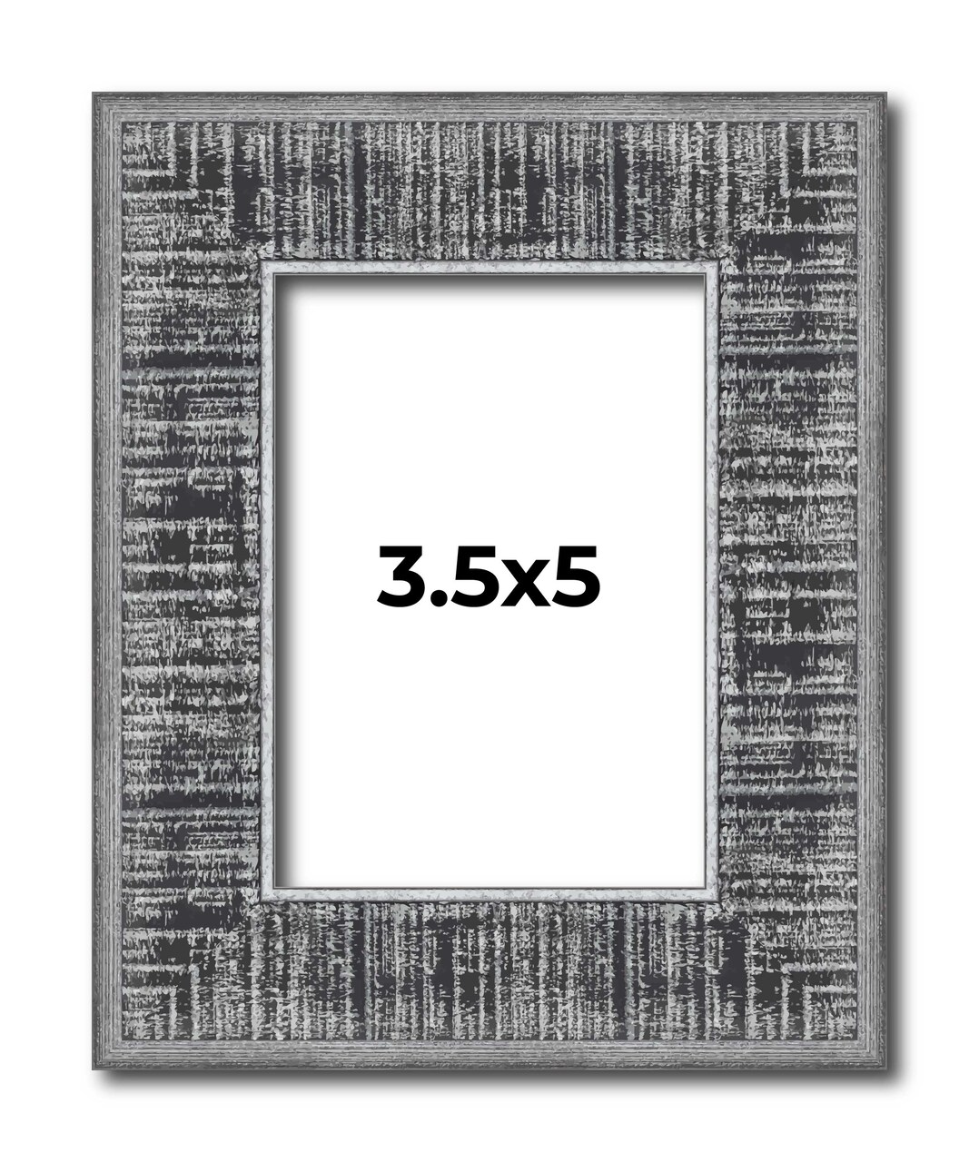 Photo Size Distressed Black Picture Frame - UV Acrylic, Foam Board Backing, Hanging Hardware